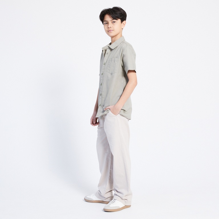 Short sleeve linen blend shirt "Tim star" Green